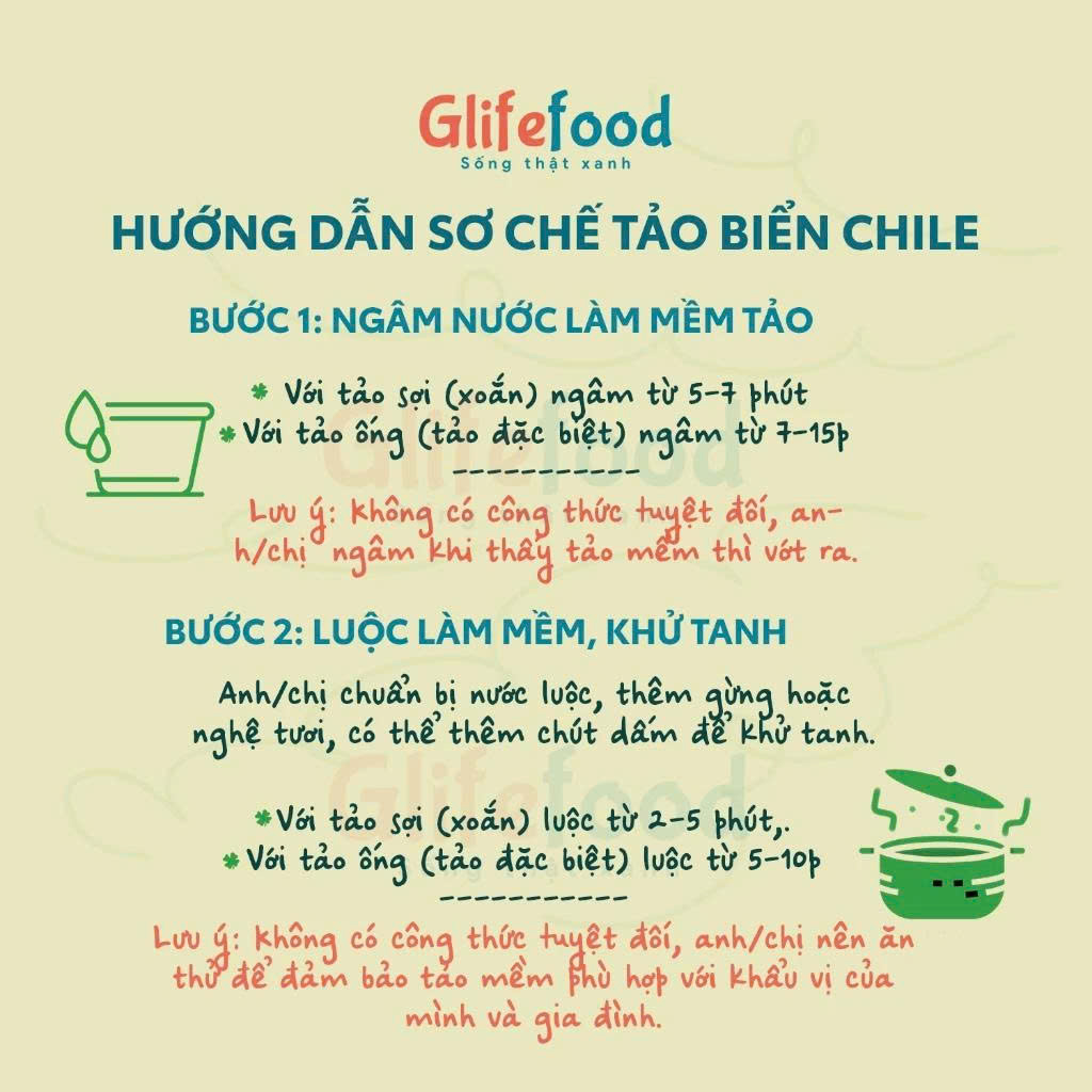 Combo 3 Túi Tảo Xoắn Chile Sewe - Glifefood (Mỗi Túi 200g) - Nguyên Liệu Nấu Ăn, Ăn Chay, Healthy Nhập Khẩu Chính Ngạch