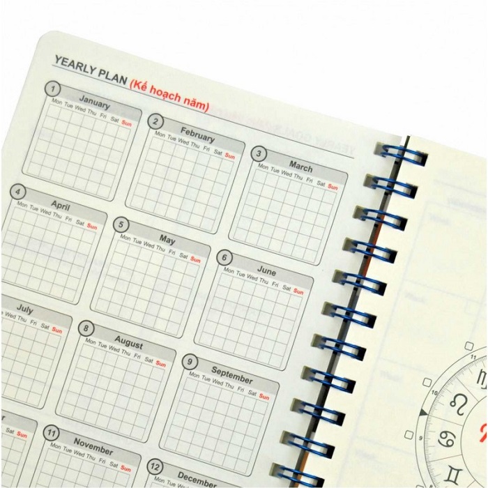 Sổ lò xo kép Planner A5 - 200 trang; Klong 945 bìa xanh dương