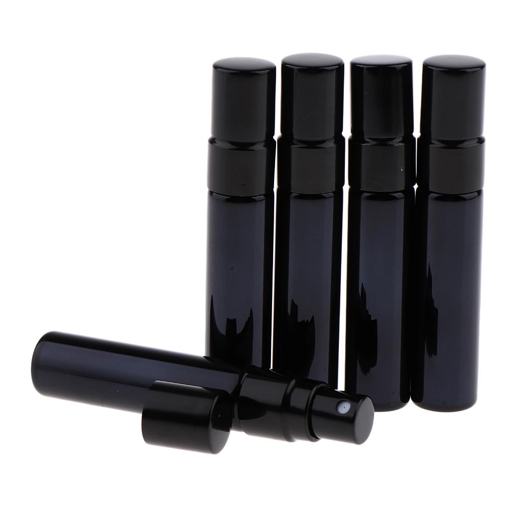 2X 5pcs Glass Spray Bottles Mini Vials Perfume Bottle Cosmetic Container Black