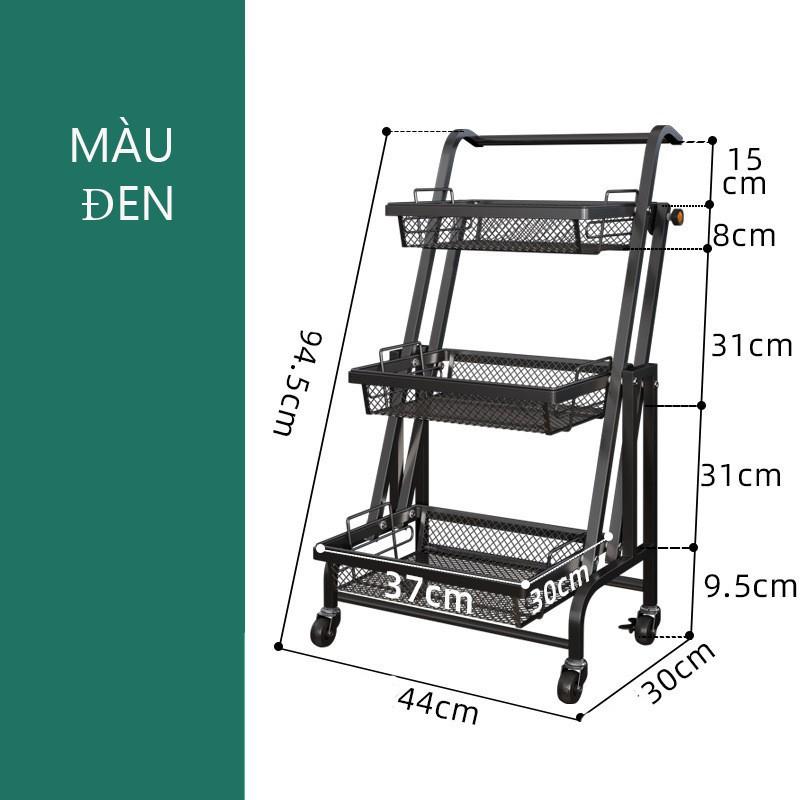 Kệ nhà bếp 3 tầng thông minh gấp gọn có giá điều chỉnh 180 độ Kệ để đồ đa năng có bánh xe di chuyển tiện lợi