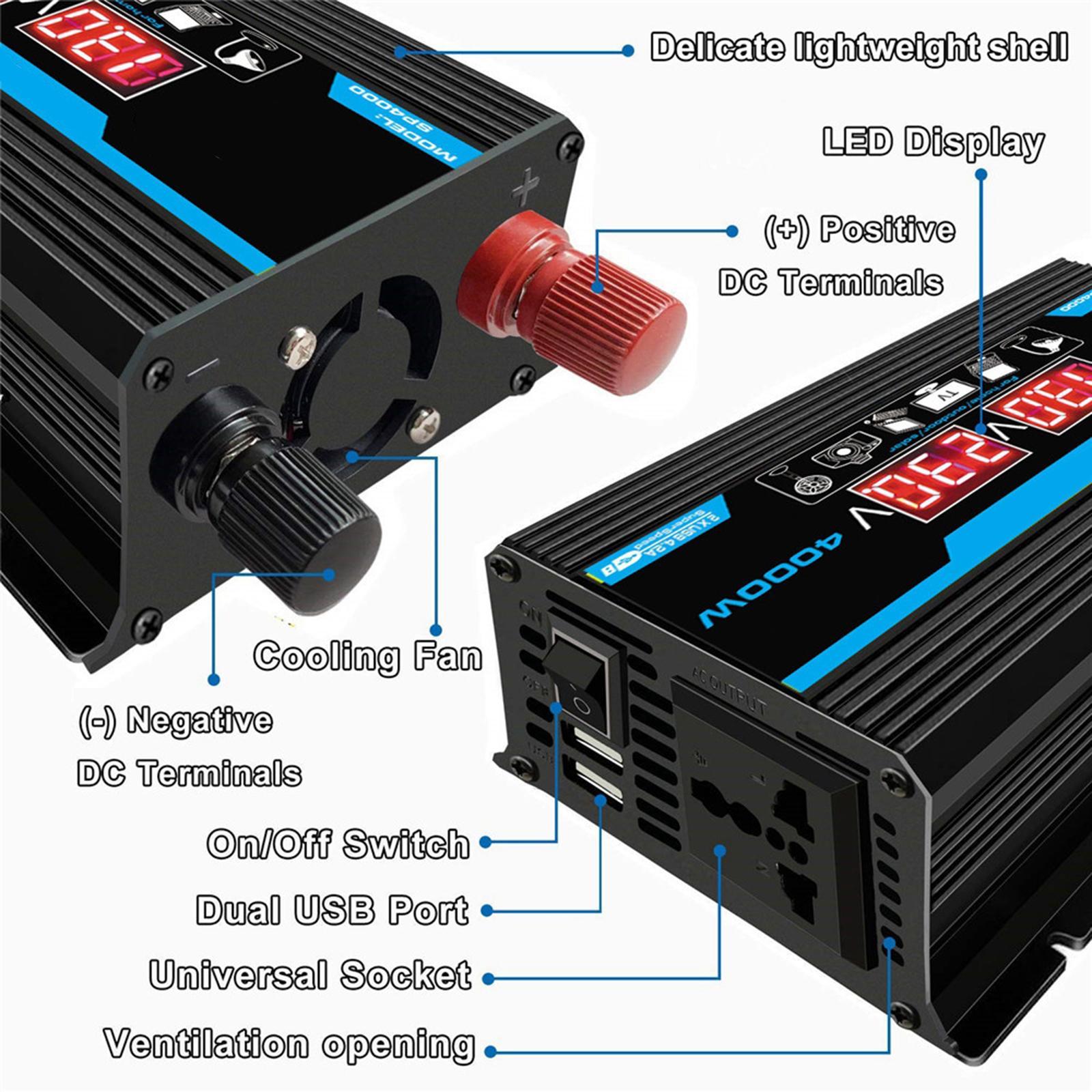 110V/220V Power Inverter and 2 Battery Clip Power Supply