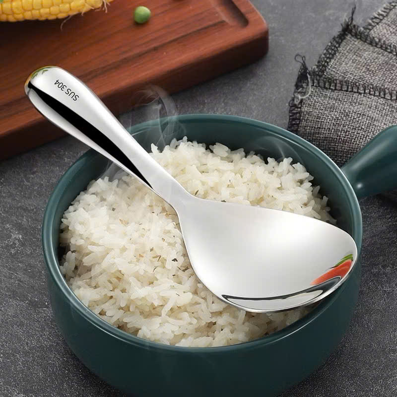 Muỗng Xới Cơm Inox Cao Cấp - Muôi Xới Cơm INOX 20cm, Cán Cầm Dài, Cách Nhiệt An Toàn - HÀNG CHÍNH HÃNG MINIIN