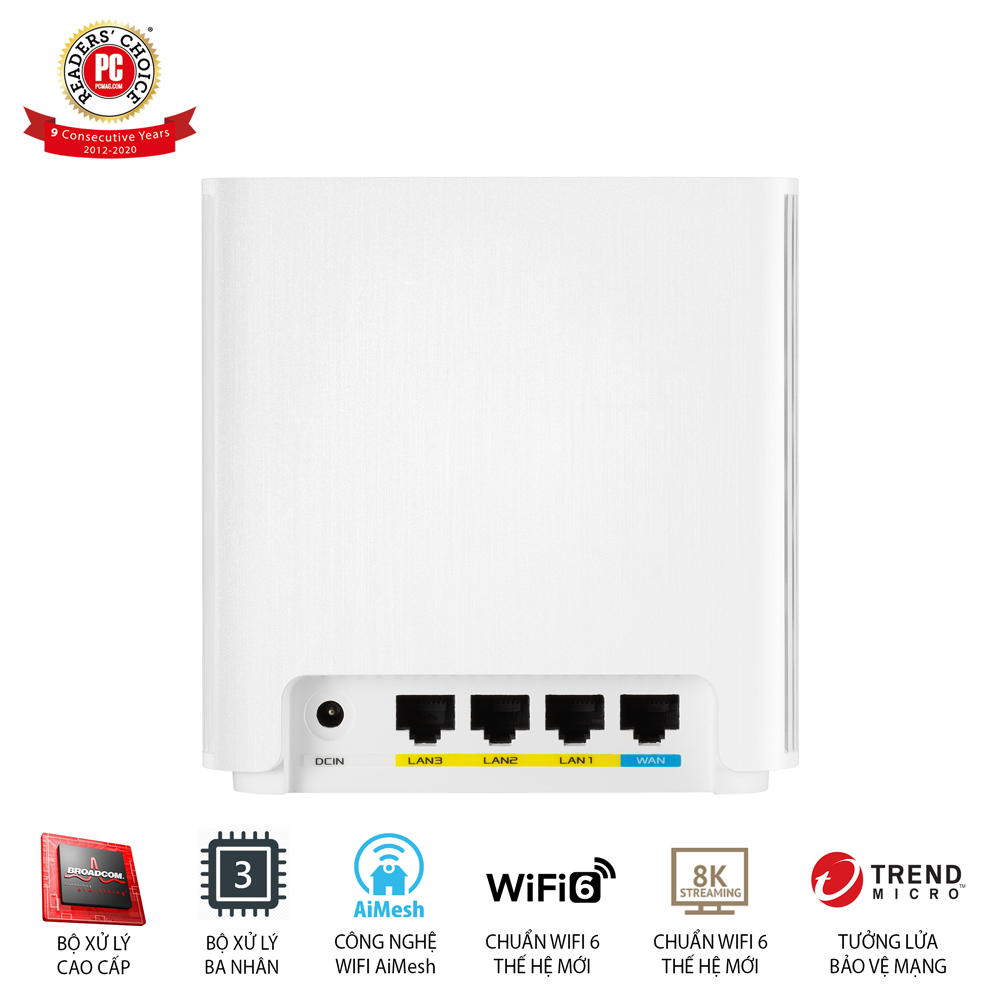 Hệ Thống MESH WI-FI 6 ASUS XD6 (W-2-PK) ZenWiFi AX5400- Hàng Chính Hãng