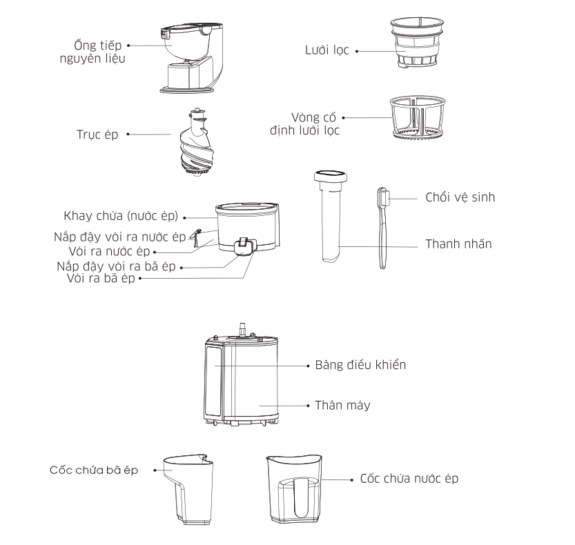 MÁY ÉP TRÁI CÂY KANGAROO KG200SJD1 (MÁY ÉP CHẬM 665ml - 200W) Hàng Chính Hãng)