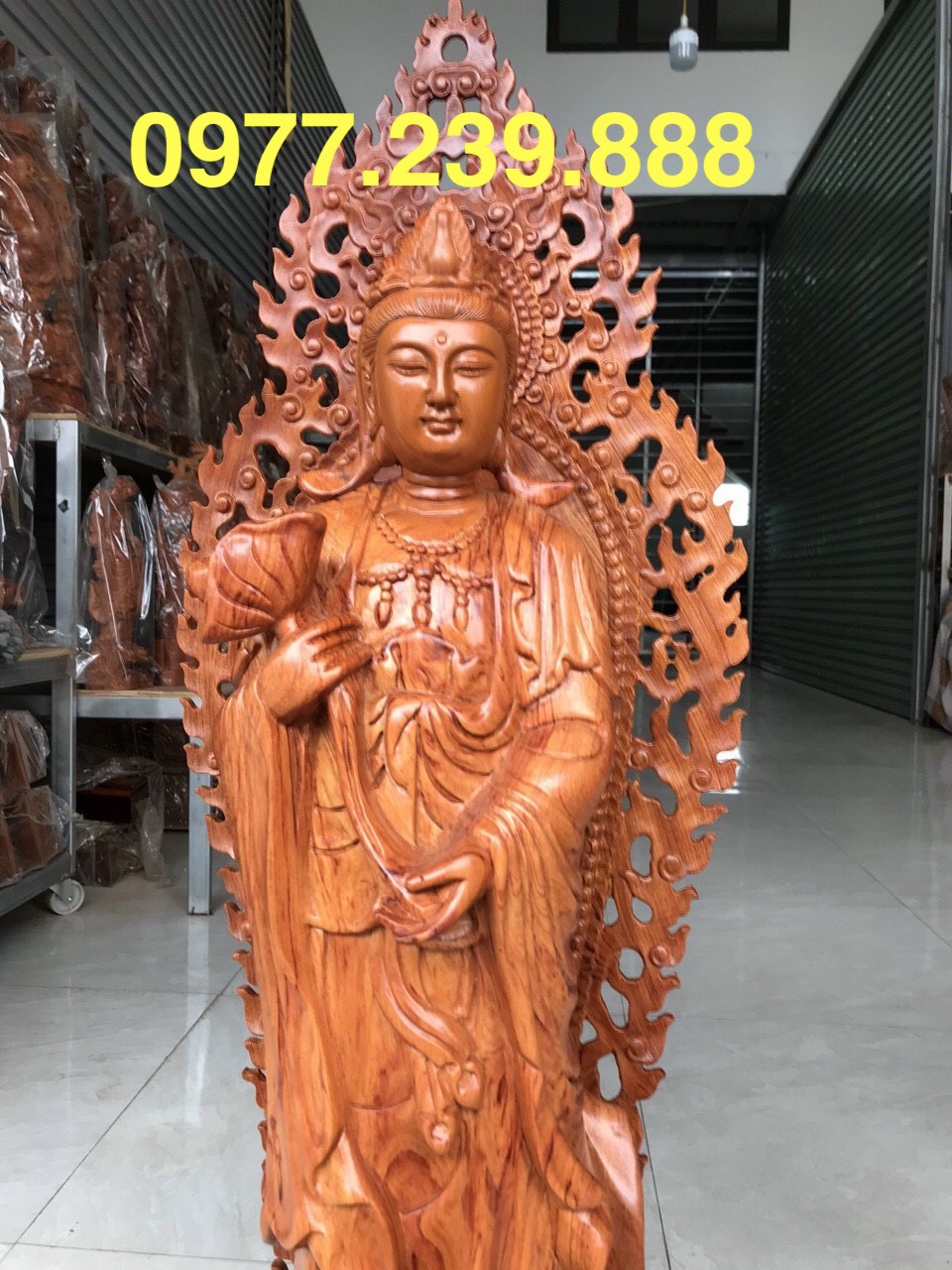 Bộ tam thánh gỗ hương 40cm kèm hào quang
