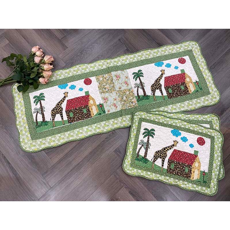 Thảm set 3 - nhà đỏ và hươu cao cổ - T3N345