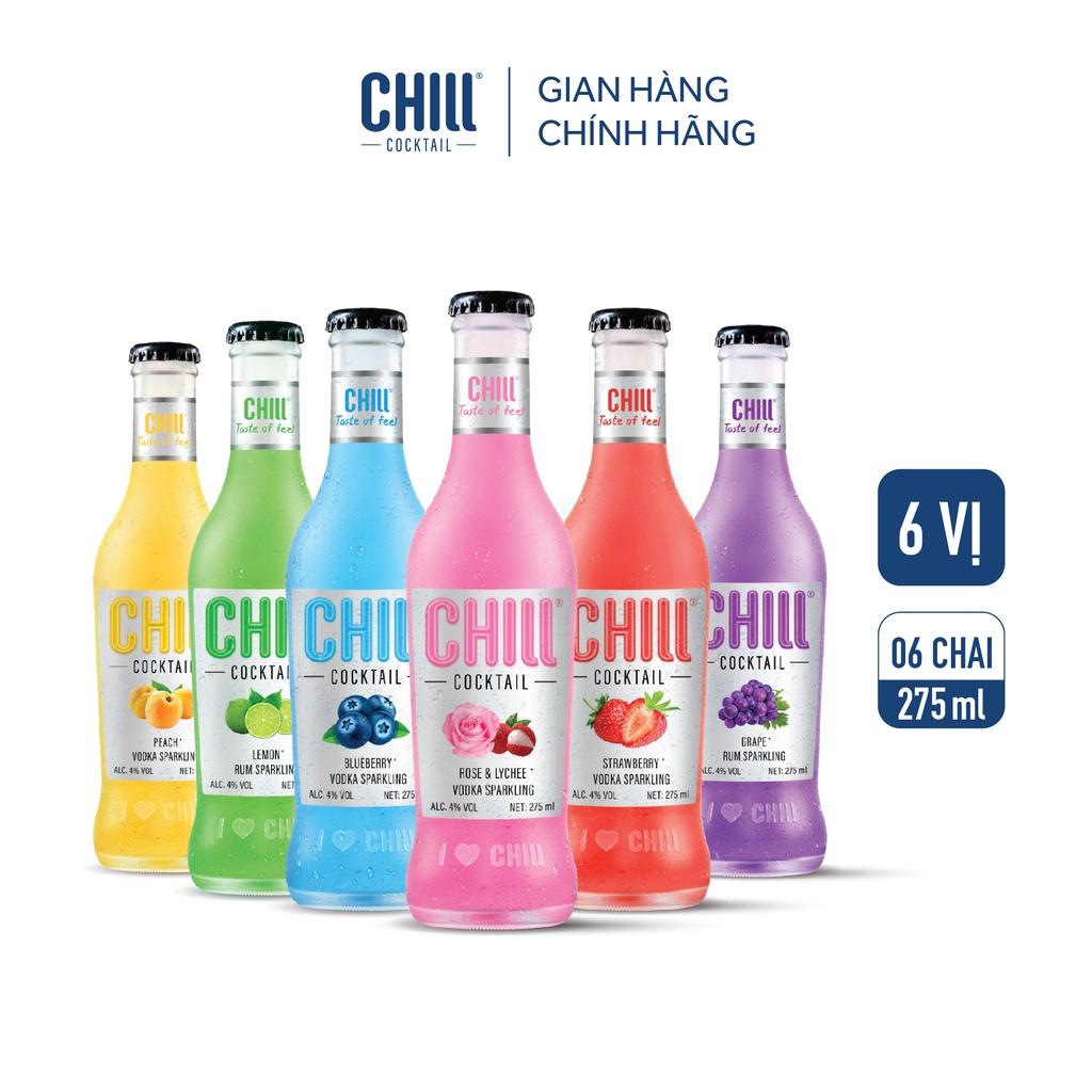 Thùng 6 chai Chill Cocktail Original mix 3 vị 275ml/chai