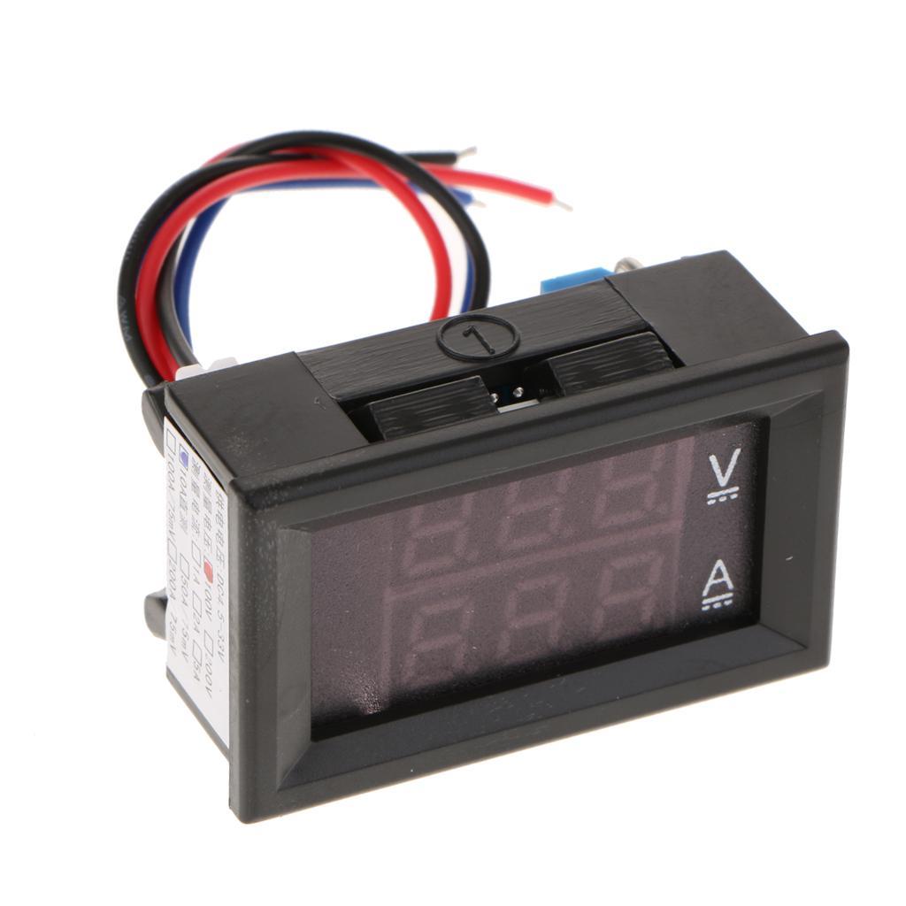 2-4pack DC 0-100V LED Motor Dual Display Digital Voltage Current Meter 10A