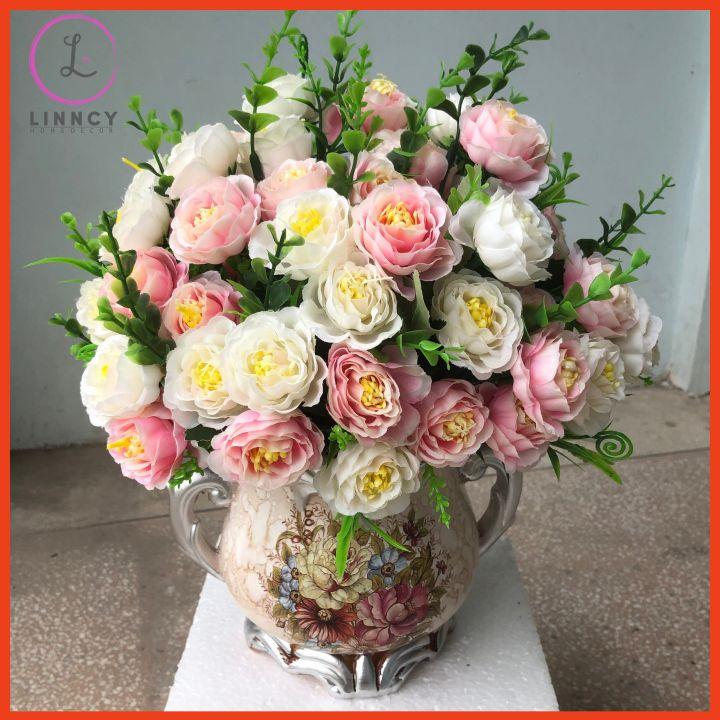 Bình hoa decor họa tiết Châu Âu trang trí nhà cửa