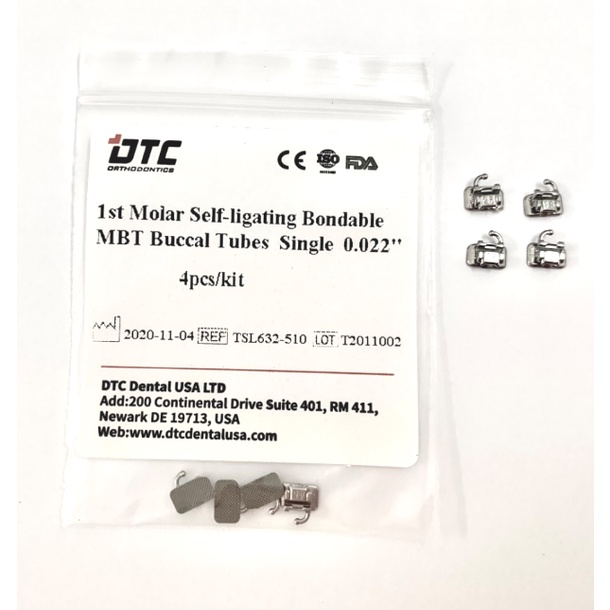 Mắc Cài R6 Tự Khóa_DTC (1st Molar Self-Ligating Bondable Buccal Tubes,Single 0.022)_Dùng trong nha khoa_Niềng răng_Chỉnh nha_Mắc cài [Chính hãng][Ảnh thật]