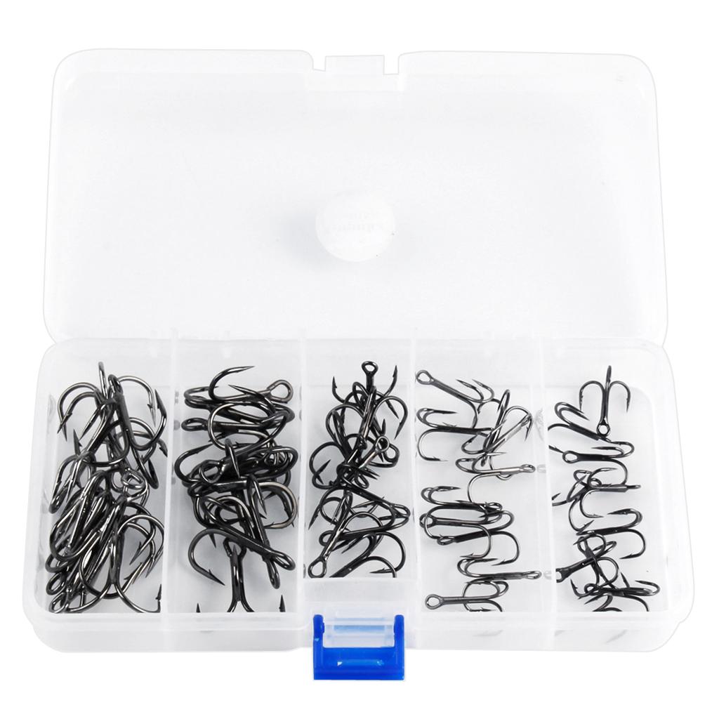 50pcs High Carbon Steel Fishing Hooks Treble Jig Hooks Fishhook Accessories