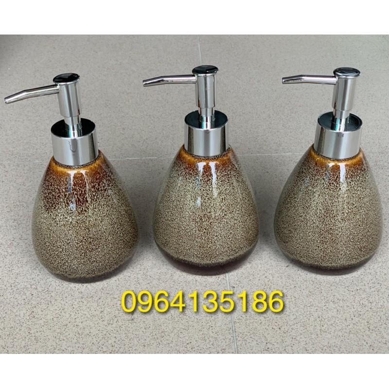 Set 3 bình xịt sữa tắm dầu gội 250ml gốm sứ Bát Tràng