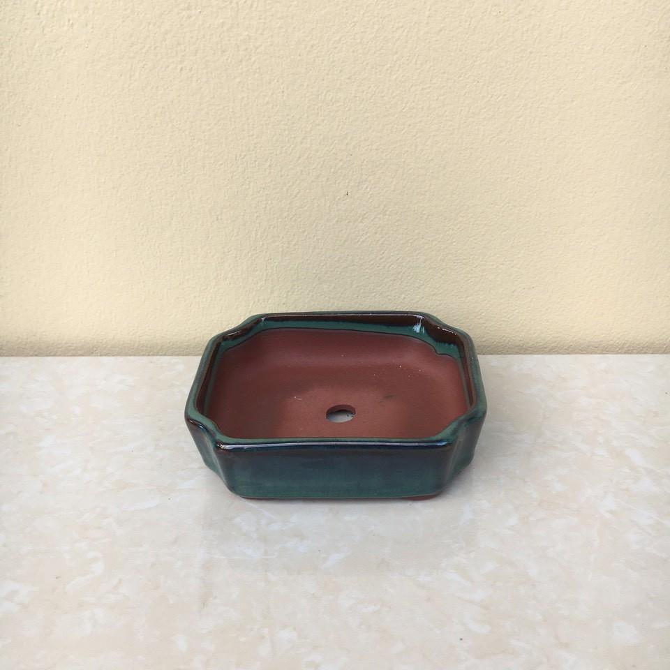 Chậu bonsai chữ nhật mini vát men hỏa biến gốm Bát tràng 1 size BM-07