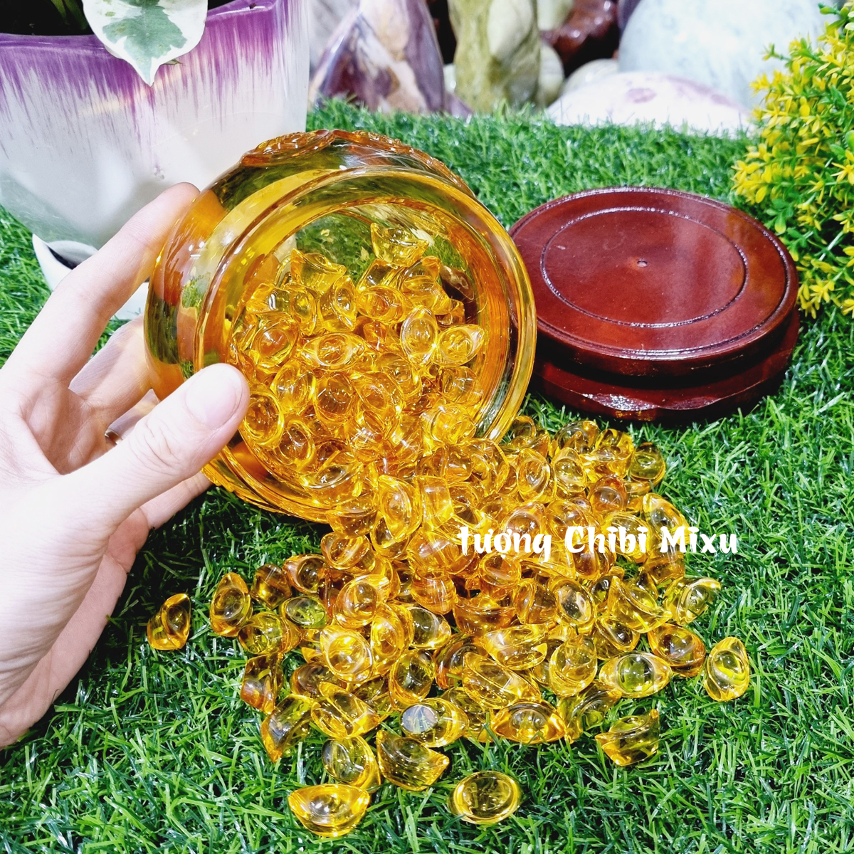 Combo Bát Tụ Bảo 12cm kèm 139 thỏi vàng 2cm Thần Tài may mắn