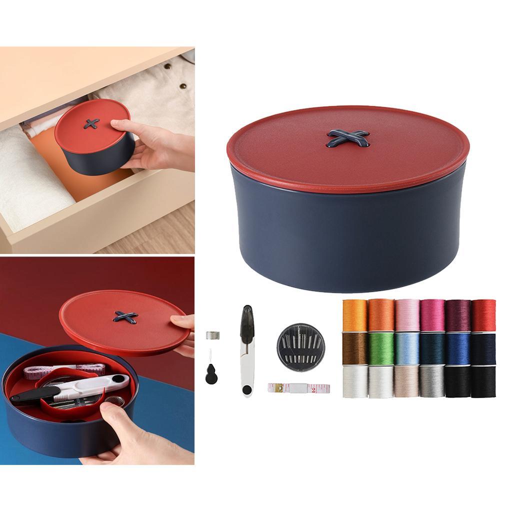 24Pcs Sewing Kit Case  Thread Tape   Kit Red Blue