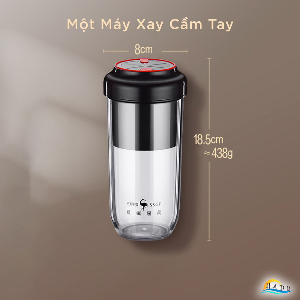 Máy Xay Sinh Tố Cầm Tay Mini 300ml Cao Cấp Sạc Điện Đạt Tiêu Chuẩn Chất Lượng Đức SSGP