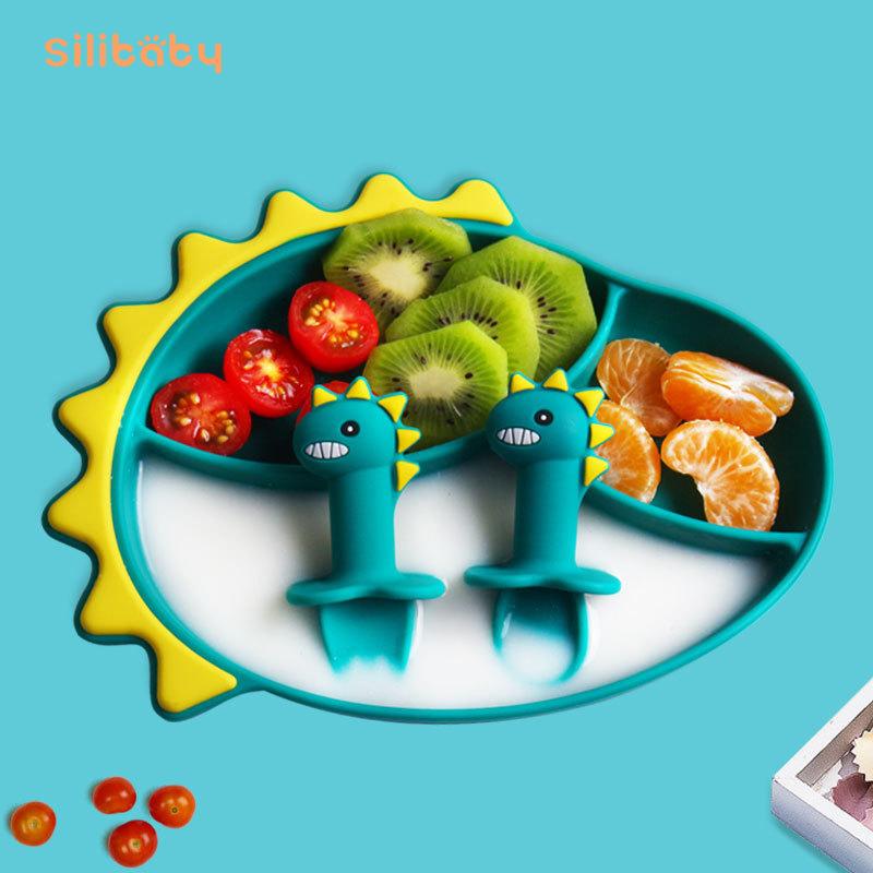Silibaby Silicone Cho Bé Hút Bát Trẻ Em Bổ Sung Thực Phẩm Bát Di Động Silicone Chia Đĩa Tập Bé Bộ Đồ Ăn