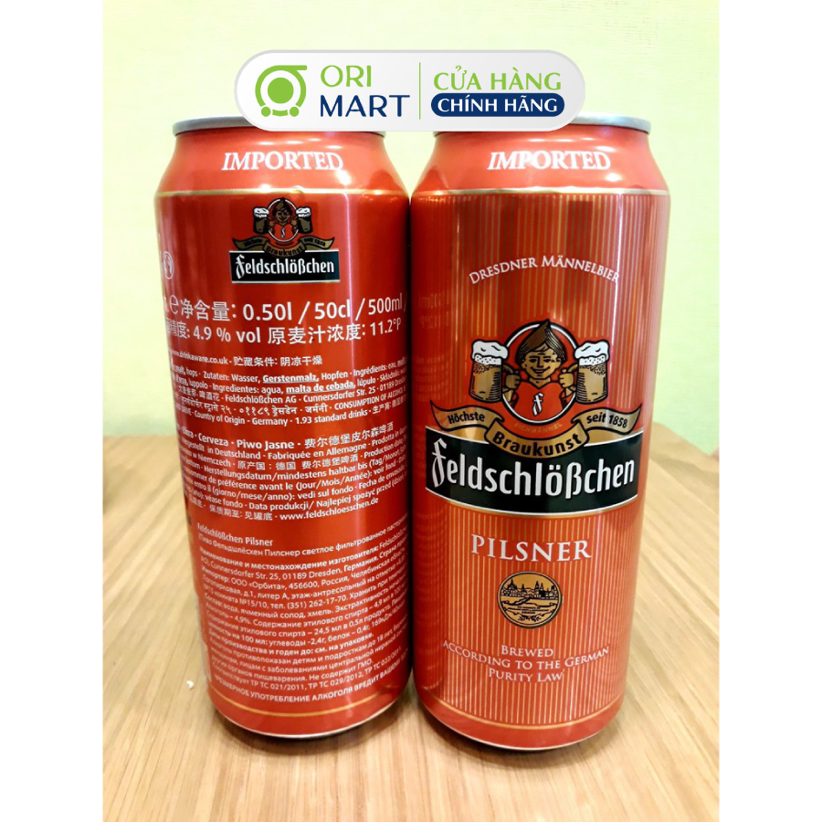 Bia Lon FeldschloBchen Pilsner 4.9% Hương Vị Đậm Đà Nhập Khẩu Từ Đức 500ml ORIMART