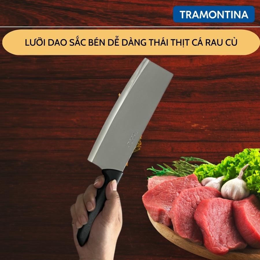 Dao Bếp Tramontina Plenus Bản Rộng Kiểu Á Lưỡi Dài 18cm Thép Không Gỉ Siêu Sắc Bén Sản Xuất Tại Brazil