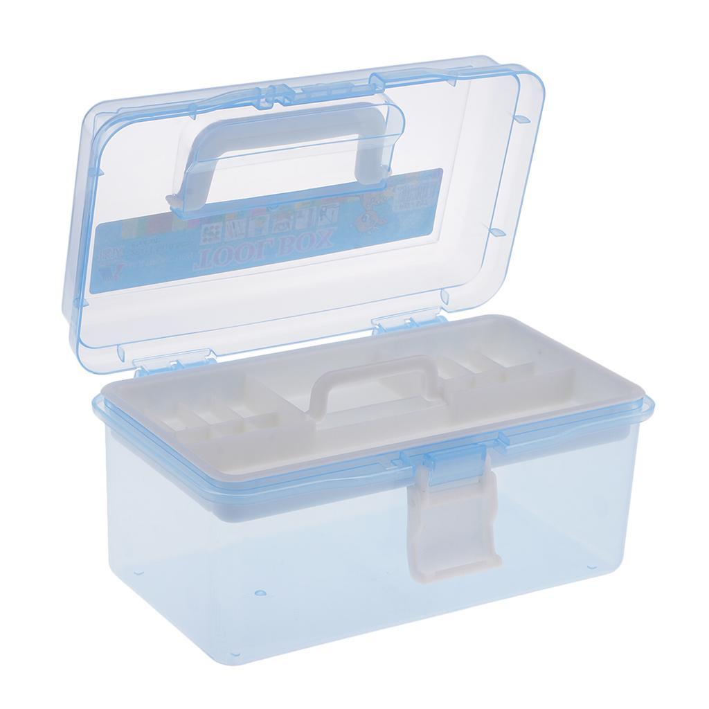 2 Layer Plastic Sewing Jewelry Painting Tools Box Storage Box Organizer Blue