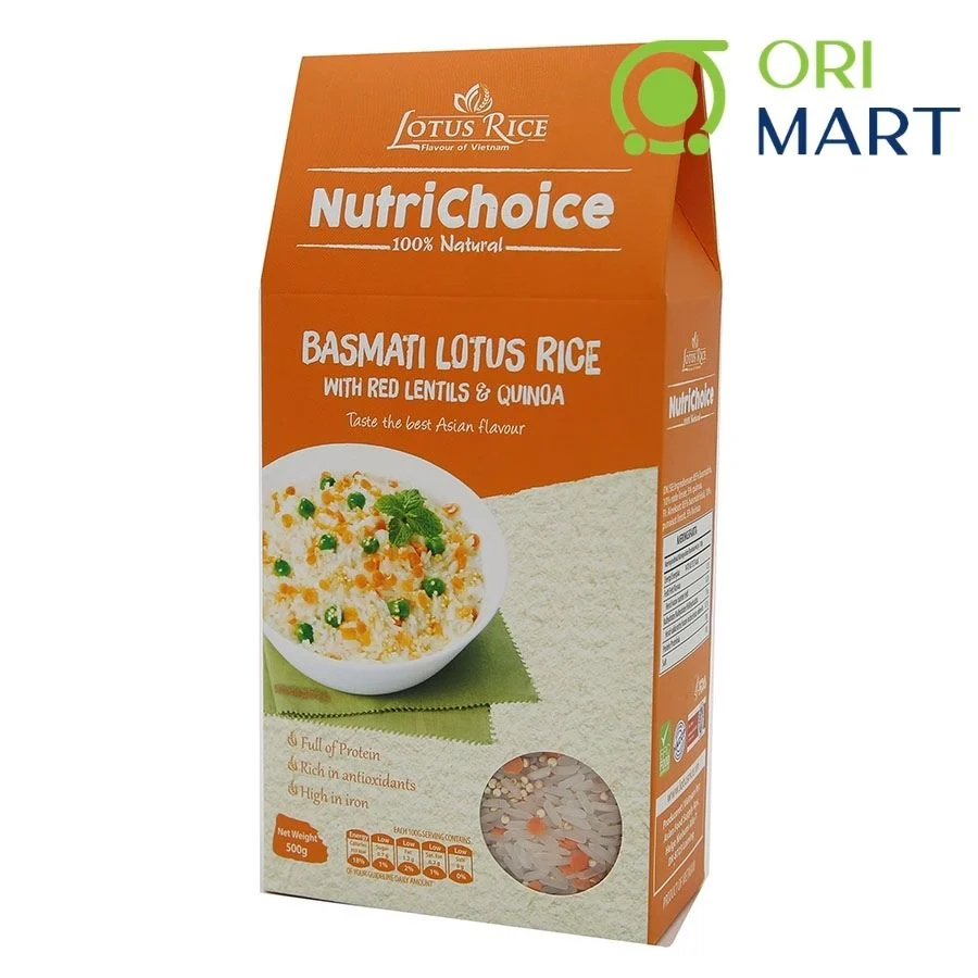 Combo 3 Gạo Hoa Xuân Hữu Cơ &amp; Hạt Đậu Dinh Dưỡng NutriChoice Basmati Lotus Rice Cao Cấp Đạt Chuẩn An Toàn Gói 500G ORIMART