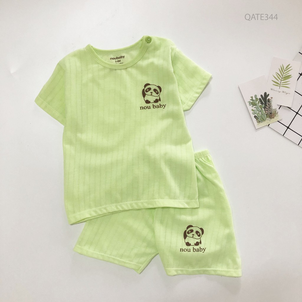 Set 5 bộ quần áo cộc tay cho bé vải cotton kẻ mẫu trơn mỏng mát, thấm hút mồ hôi rất tốt