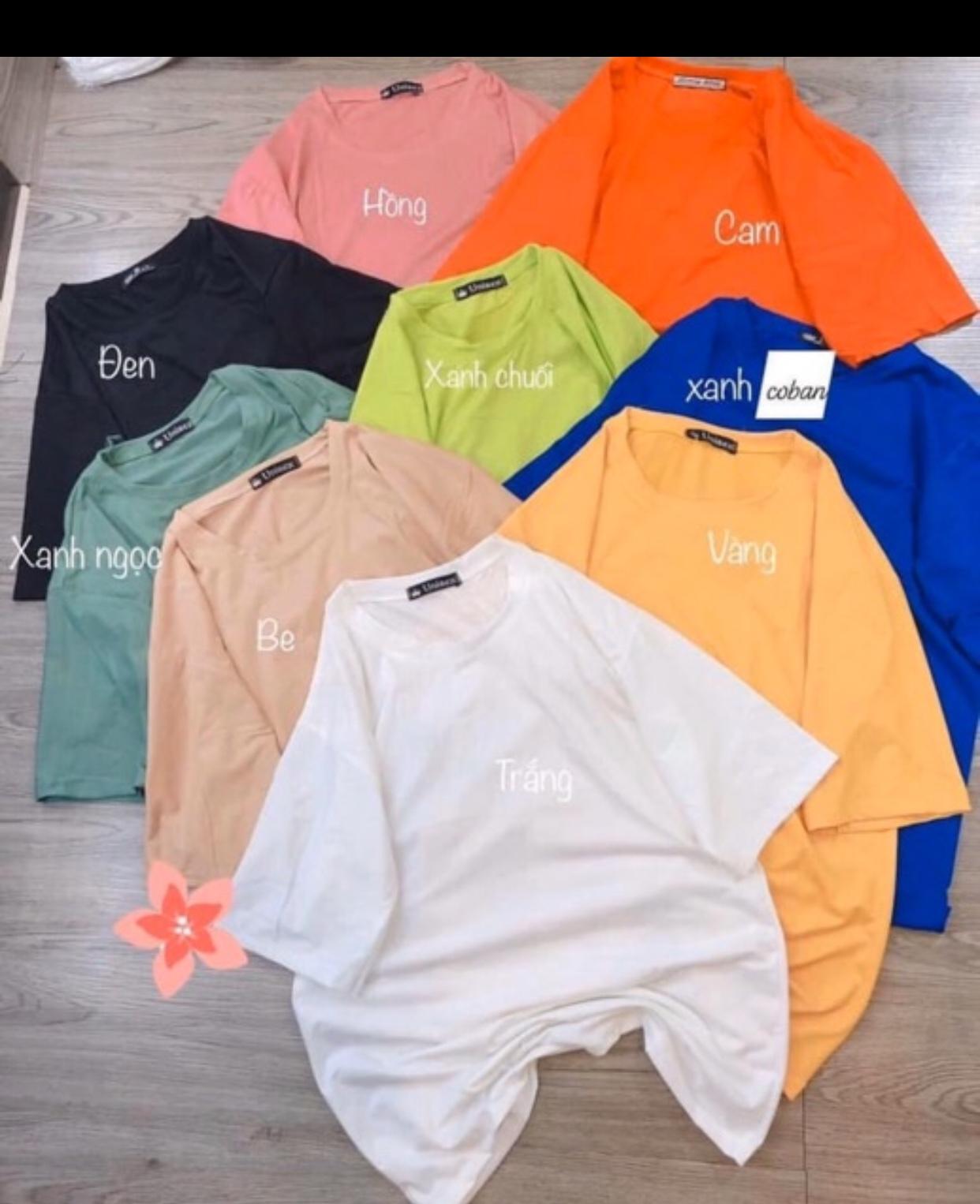 Áo thun trơn tay lỡ đủ màu form rộng unisex nam nữ chất cotton