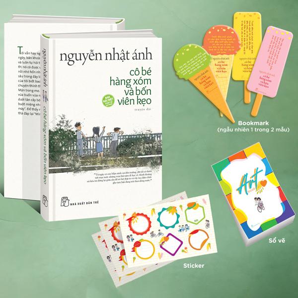 Sách Nguyễn Nhật Ánh - Cô Bé Hàng Xóm Và Bốn Viên Kẹo - Bìa Cứng - Tặng Kèm Random 1 Trong 4 Mẫu Bookmark + Sticker + Sổ Vẽ