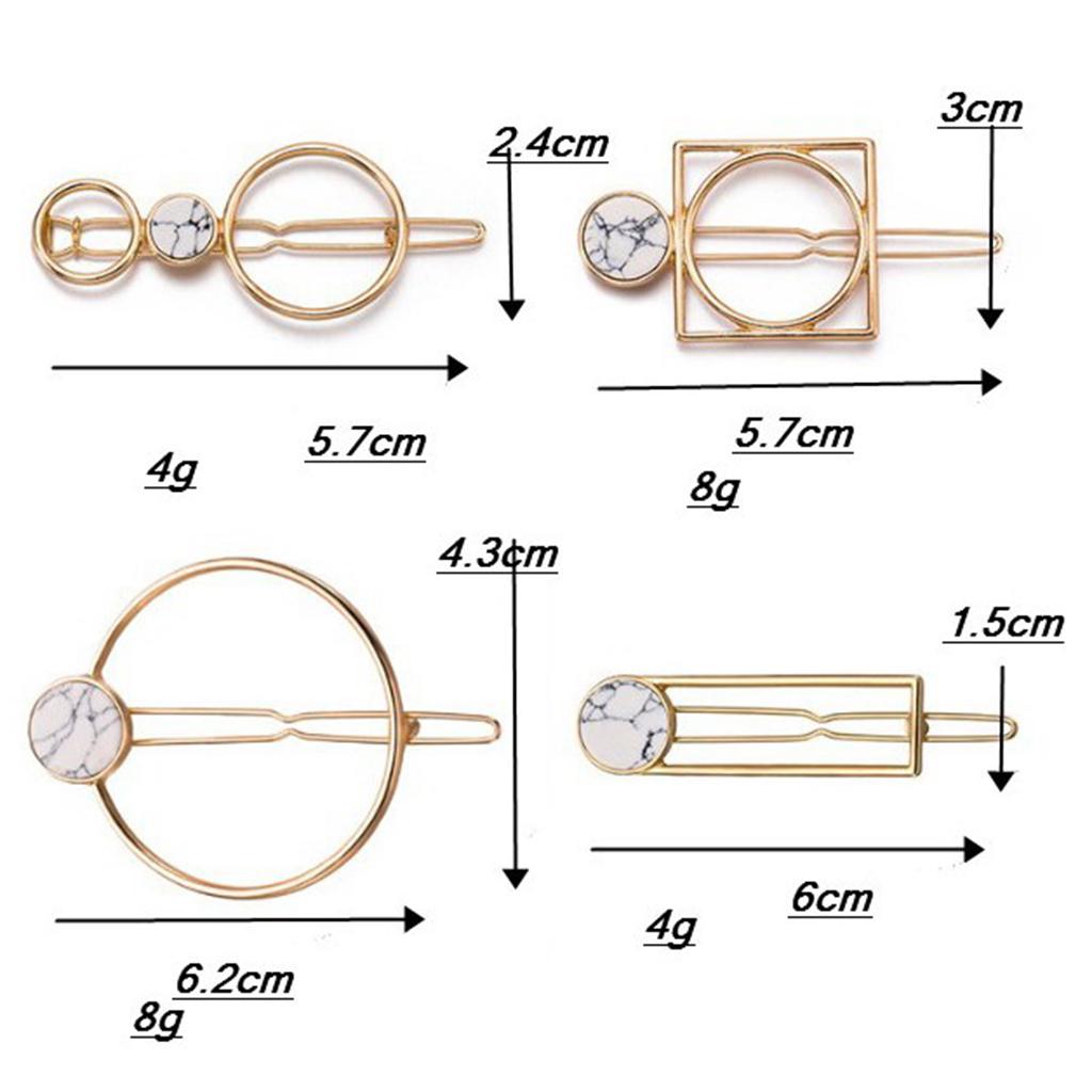2 Pcs Women's Girls Geometric Hollow Hair Clip Howlite