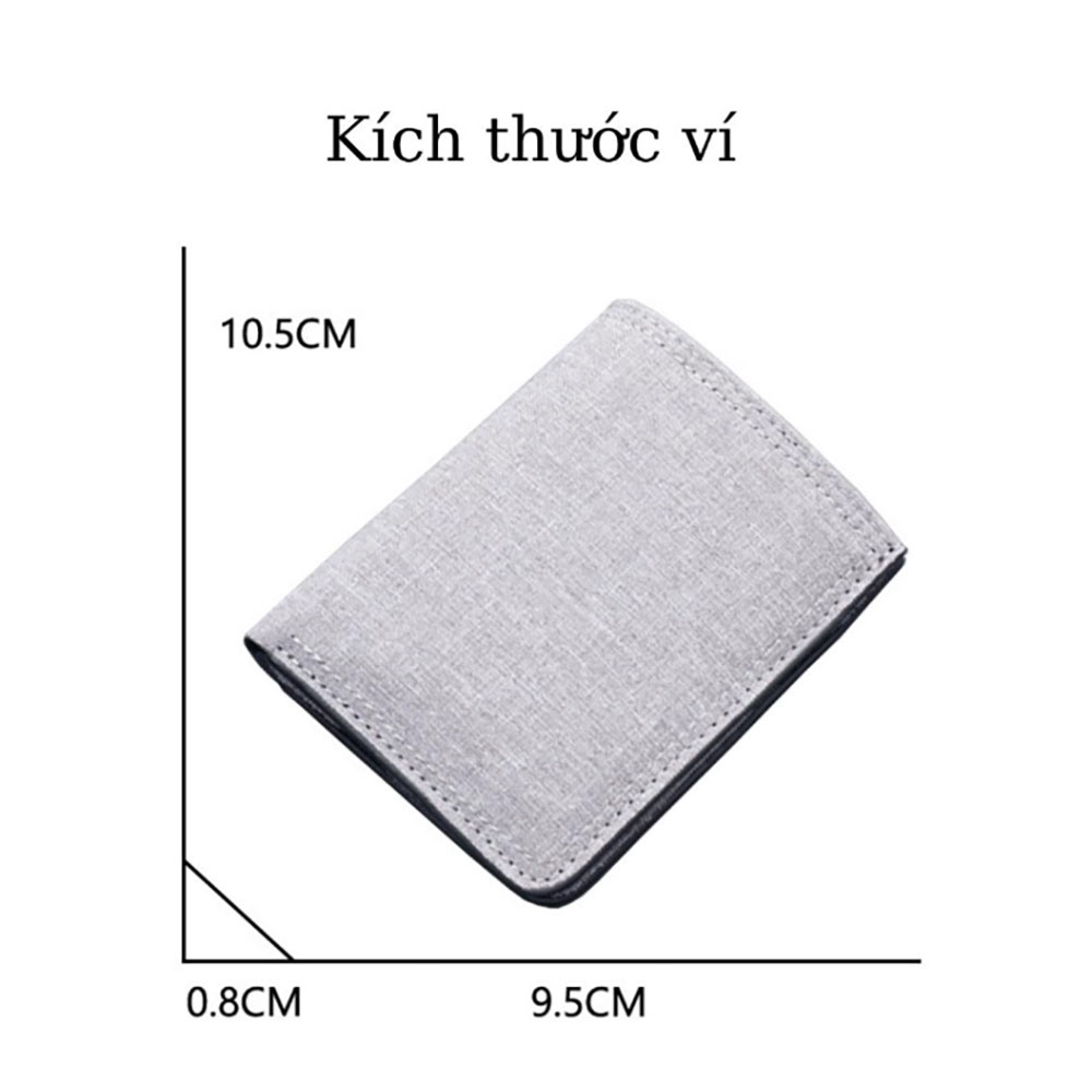 Bóp ví da nam cầm tay Classic vải Canvas trơn đựng thẻ nhỏ gọn phong cách đơn giản, thời trang