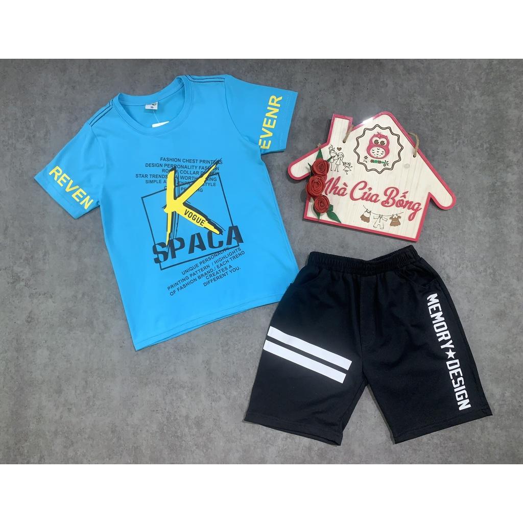 Bộ thun tay ngắn bé trai phối hình in chữ K size 24 - 52 kg