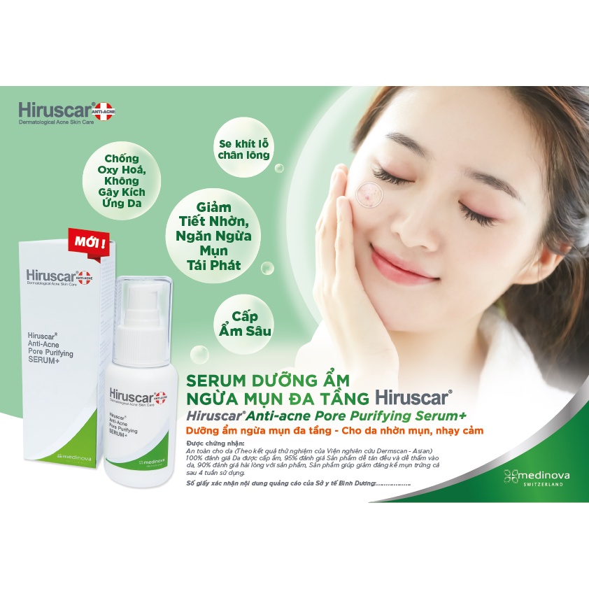 Serum dưỡng ẩm và ngừa mụn Hiruscar Anti-Acne Pore Purifying SERUM+