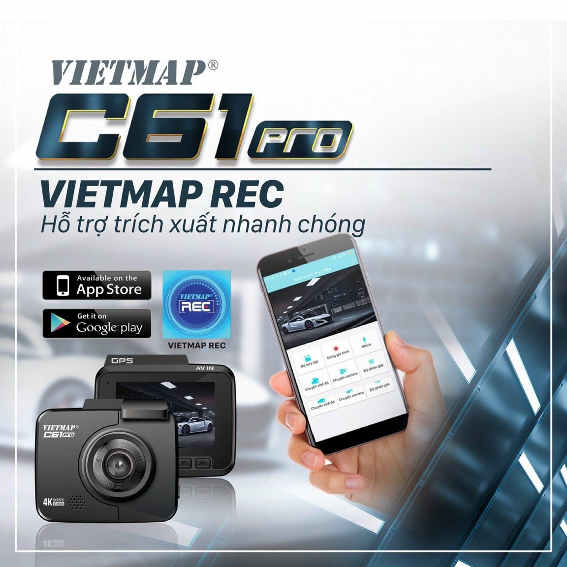 VIETMAP C61 Pro - Cảnh Báo Giao Thông bằng giọng nói - Camera hành trình ô tô ghi hình 4K- Hàng Chính Hãng