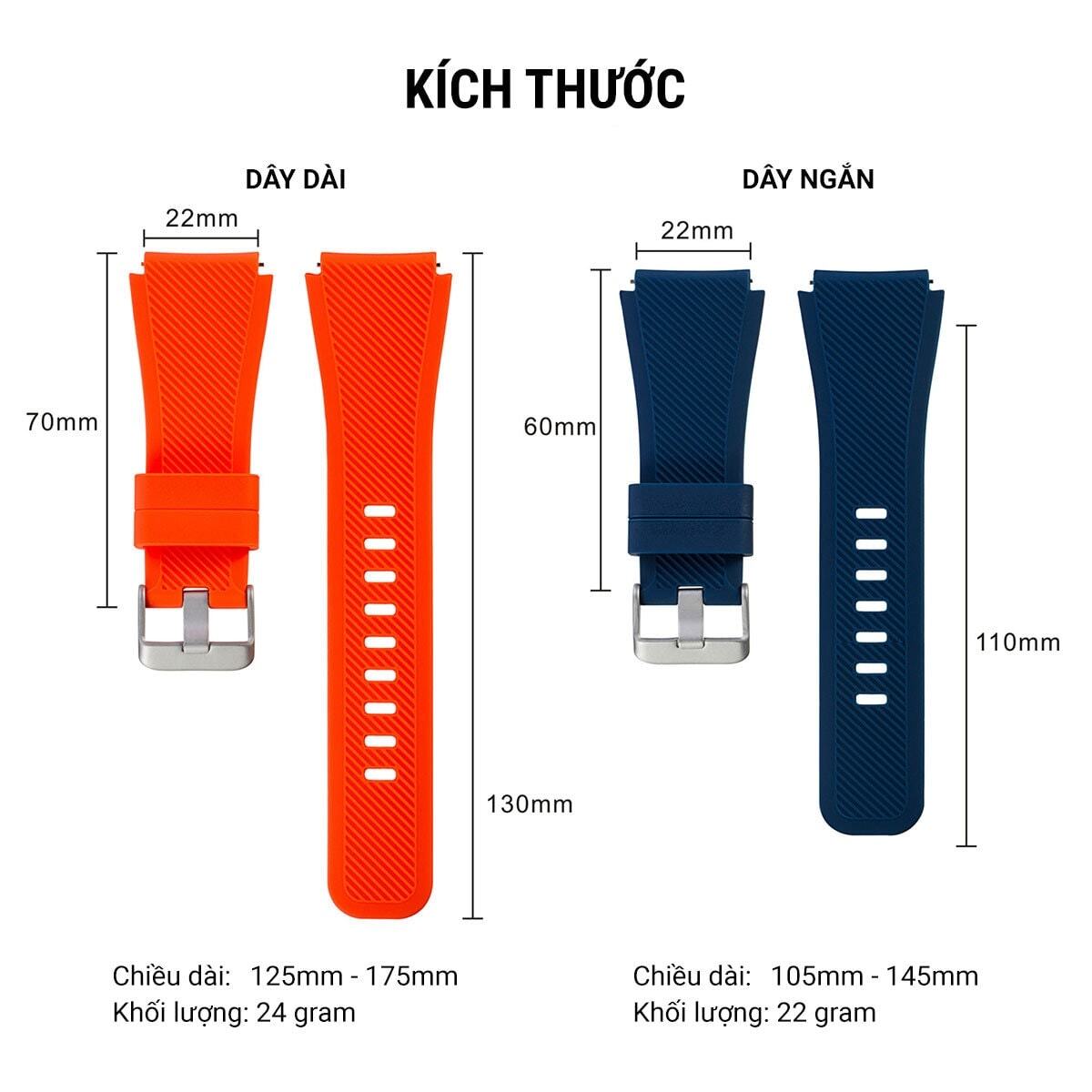 Dây đeo silicone cao cấp Quick Release 22mm thay thế đồng hồ thông minh