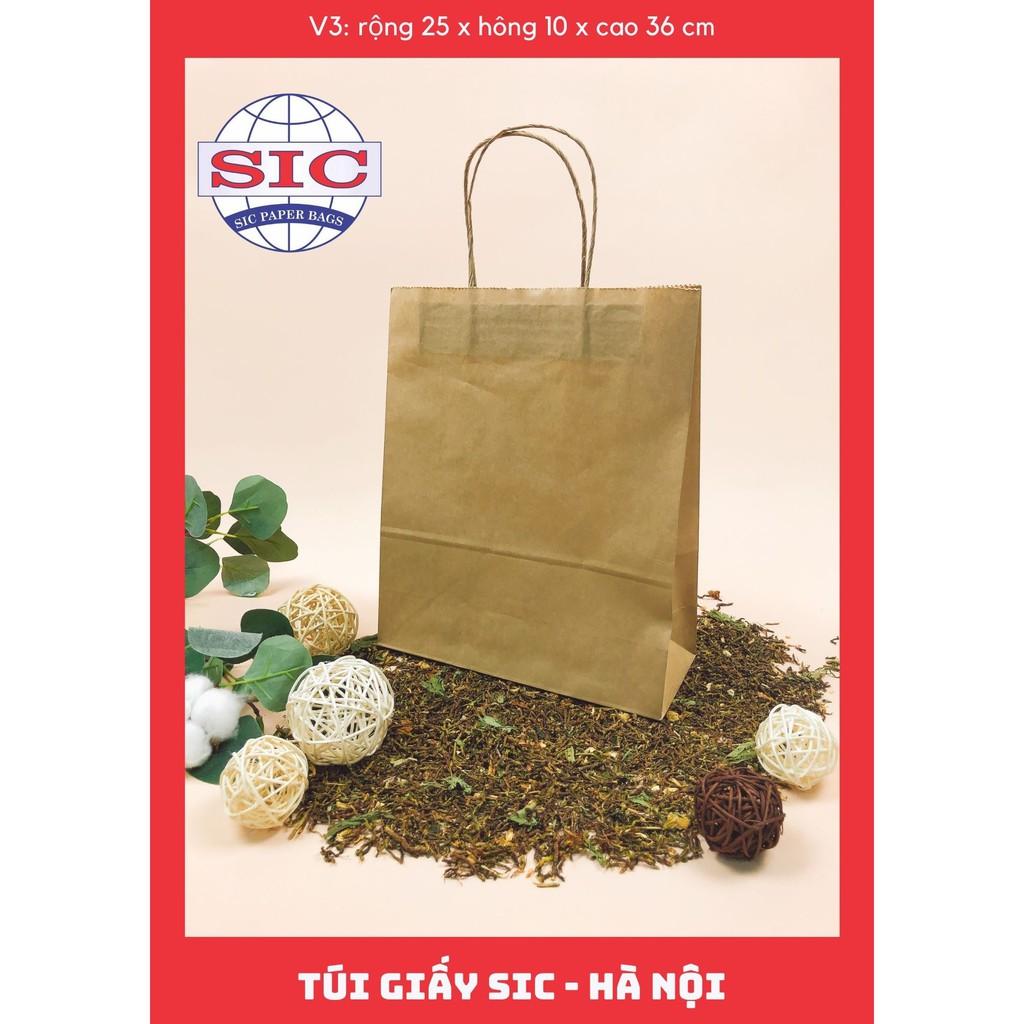 100 CHIẾC TÚI GIẤY KRAFT V3- 25x10x30 CÓ QUAI