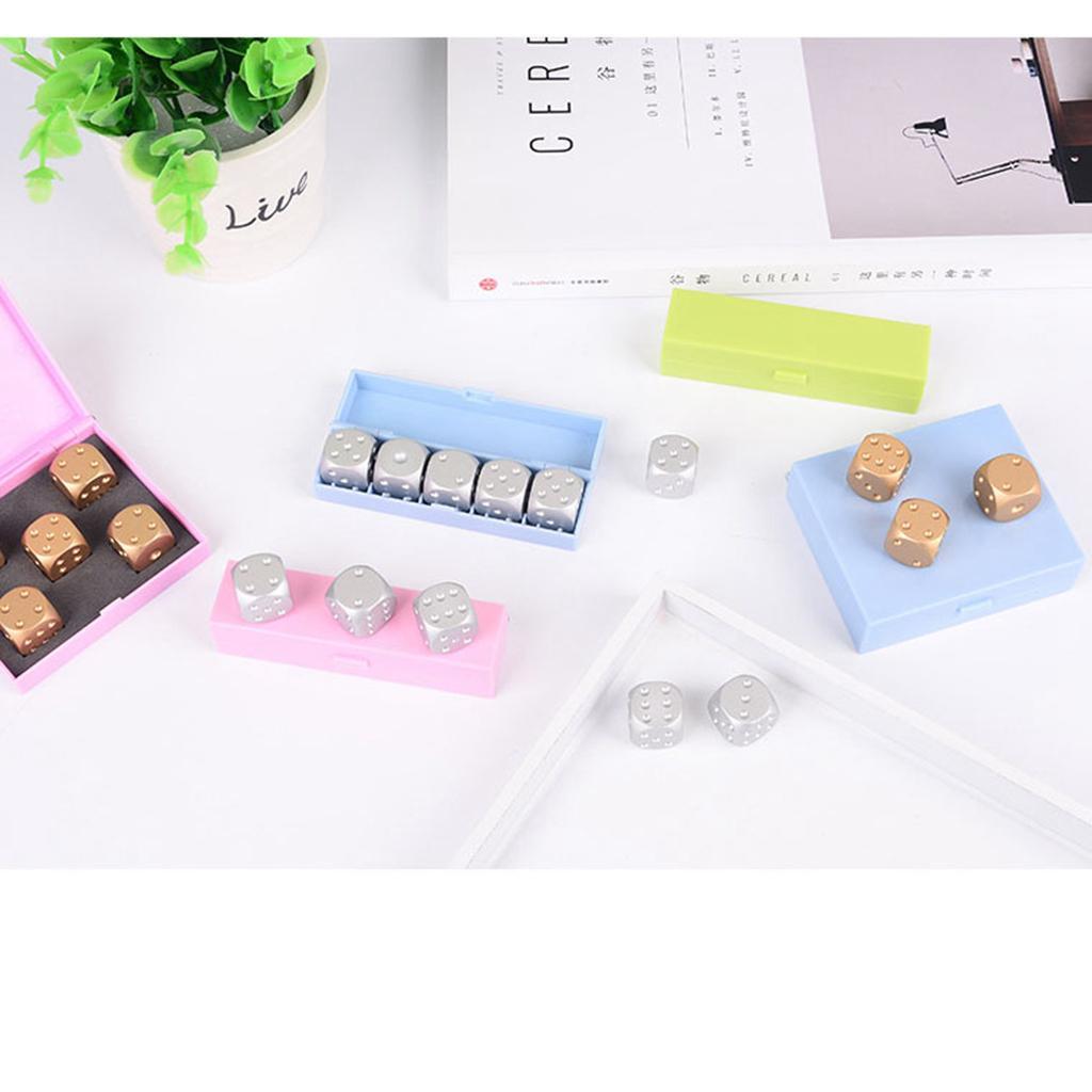 5pcs/set Aluminum Alloy Metal Silver Cube Dice Gift Role Play Games, Lightweight, durable and portable