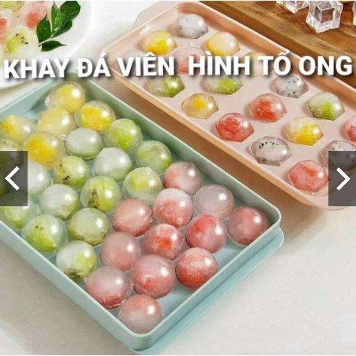 Khay Làm Đá Viên, Thạch Có Nắp Đậy Hình Tổ Ong Độc Đáo