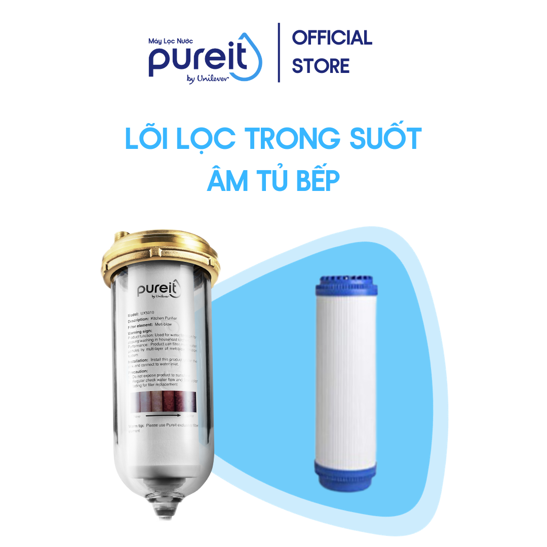 Lõi lọc trong suốt âm tủ bếp Pureit
