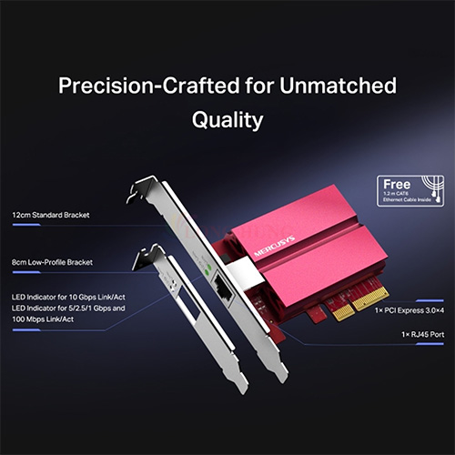 Card mạng PCIe Mercusys 10 Gigabit PCle Network Adapter MA510E - Hàng chính hãng