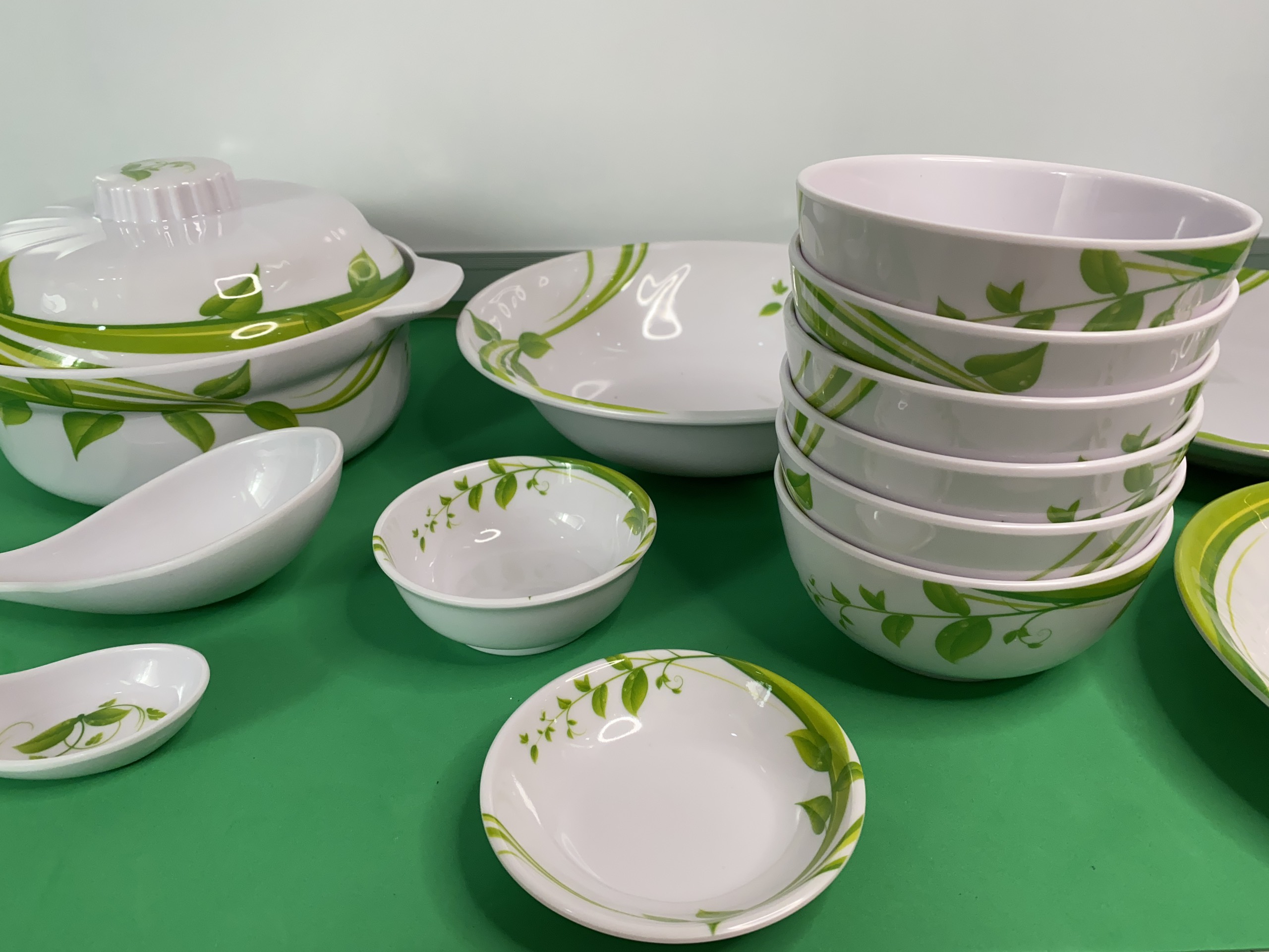 Combo 6 Chén (Bát) Cơm 9 Món NGỌC DIỆP Cao Cấp  Nhựa Xanh Melamine Cao Cấp