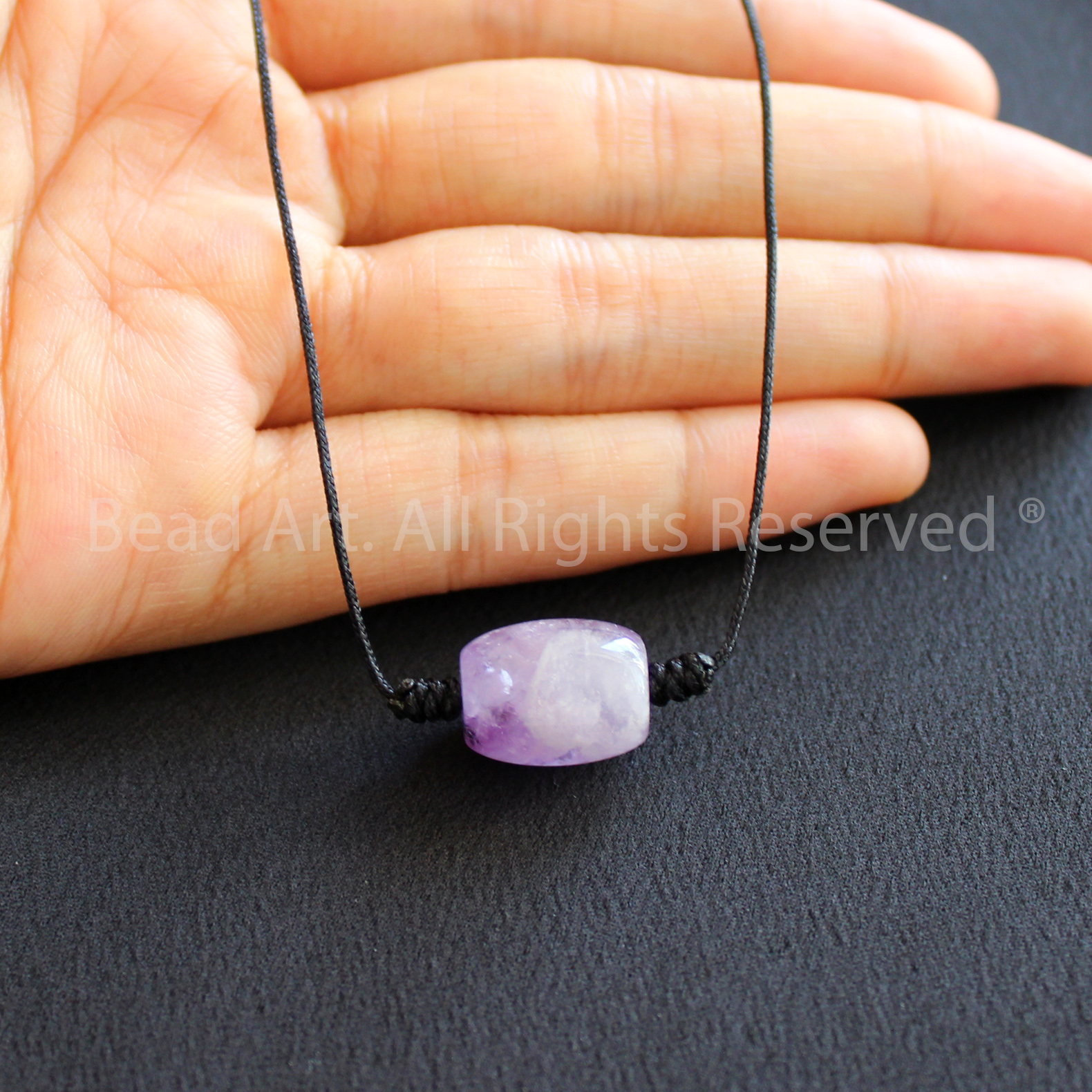 Vòng Cổ  Đá Thạch Anh Tím Amethyst Quartz Loại AA, Dây Chuyền Phong Thuỷ, Chuỗi Hạt, Mệnh Hoả, Thổ - Bead Art