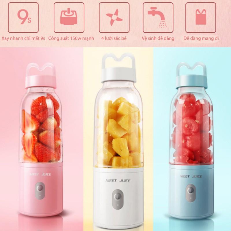 Máy xay sinh tố cầm tay meet juice gọn nhẹ bỏ ba lo