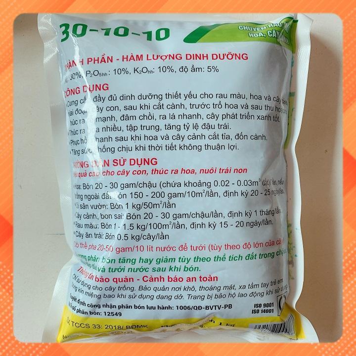 Phân Bón NPK 30-10-10 Kích Ra Rễ, Giúp Nảy Chồi, Ra Lá, Tăng Trưởng Mạnh - Gói 1kg