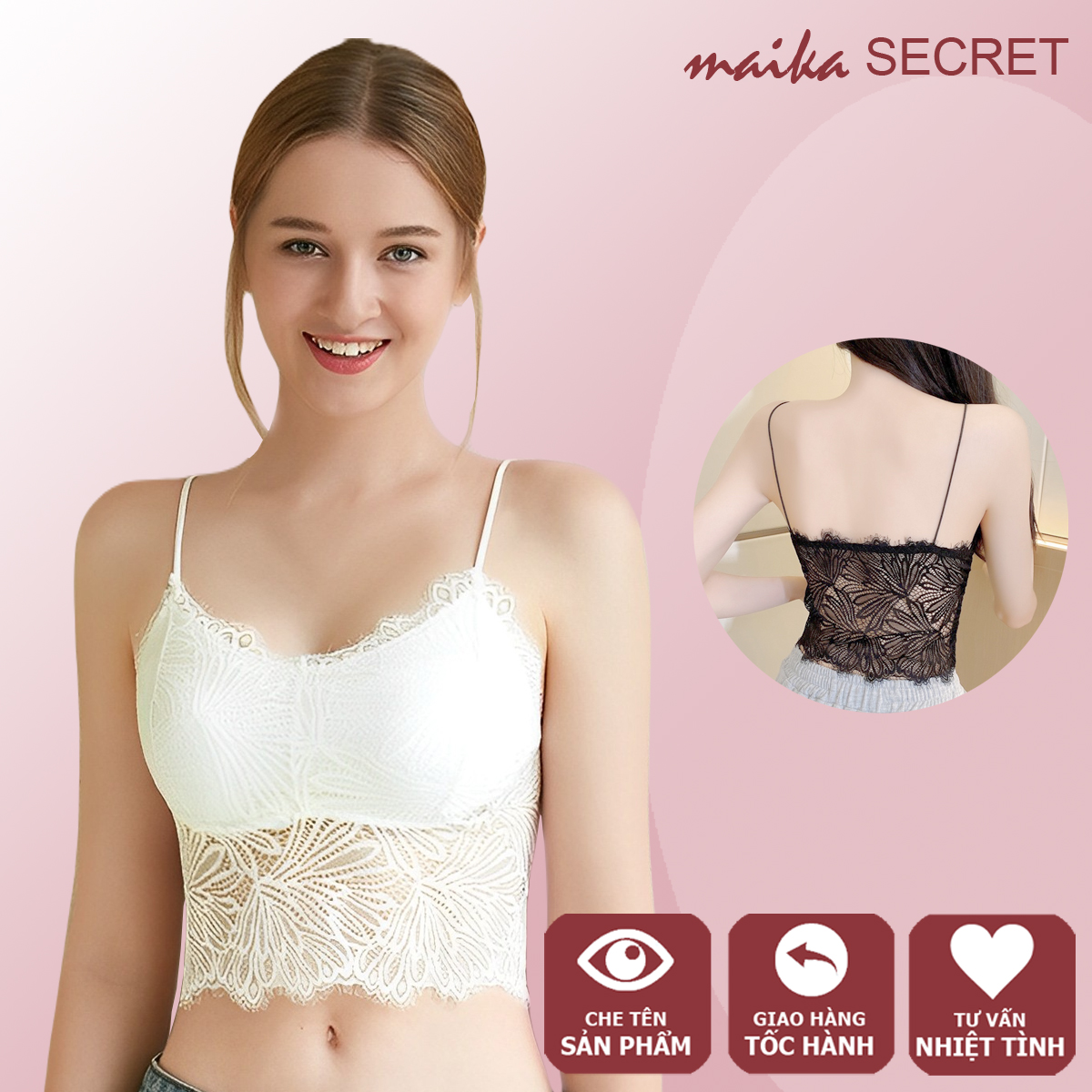 Áo bra ren Croptop siêu xinh - Áo hai dây ren mềm thoáng mát