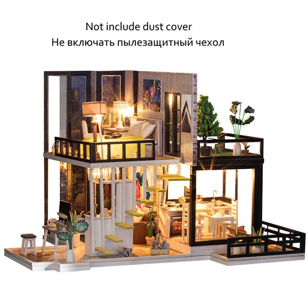 Handcrafts 1/20 Wooden Dollhouse DIY Modern Large House 3D Puzzles Kit Gift