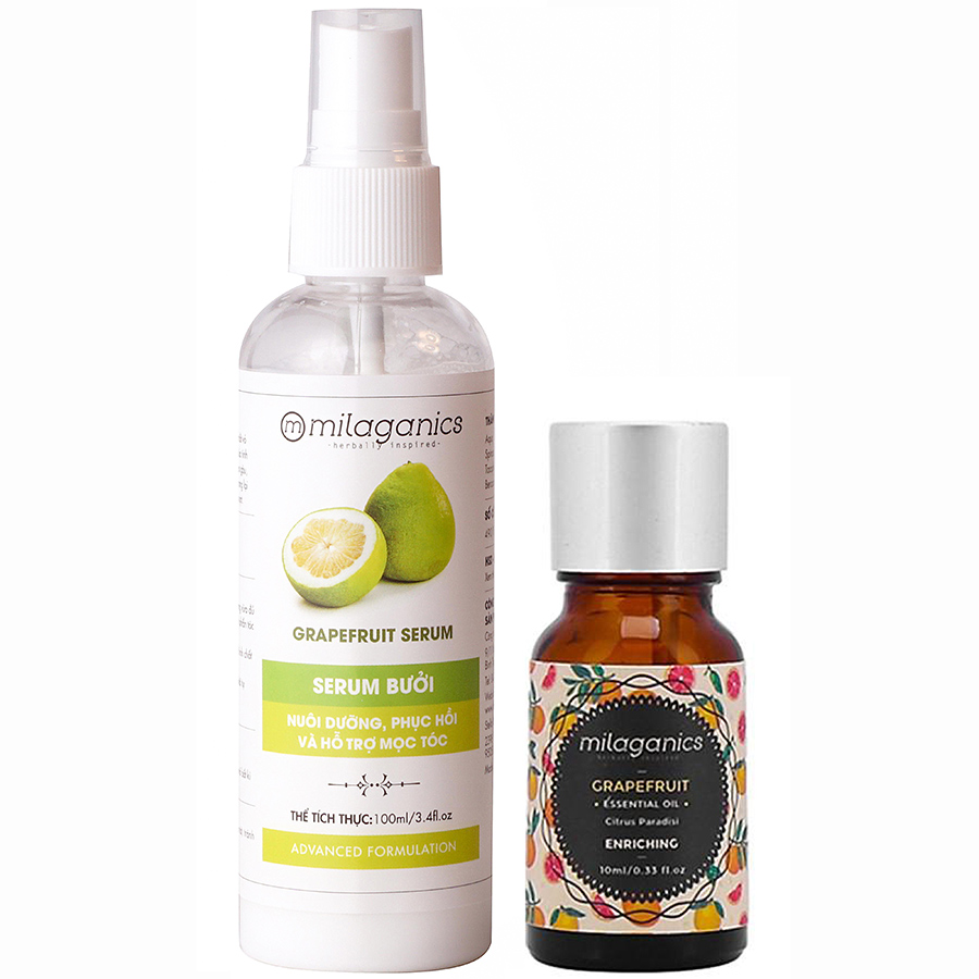 Combo Serum Bưởi Milaganics (100ml) + Tinh Dầu Bưởi Milaganics (10ml)