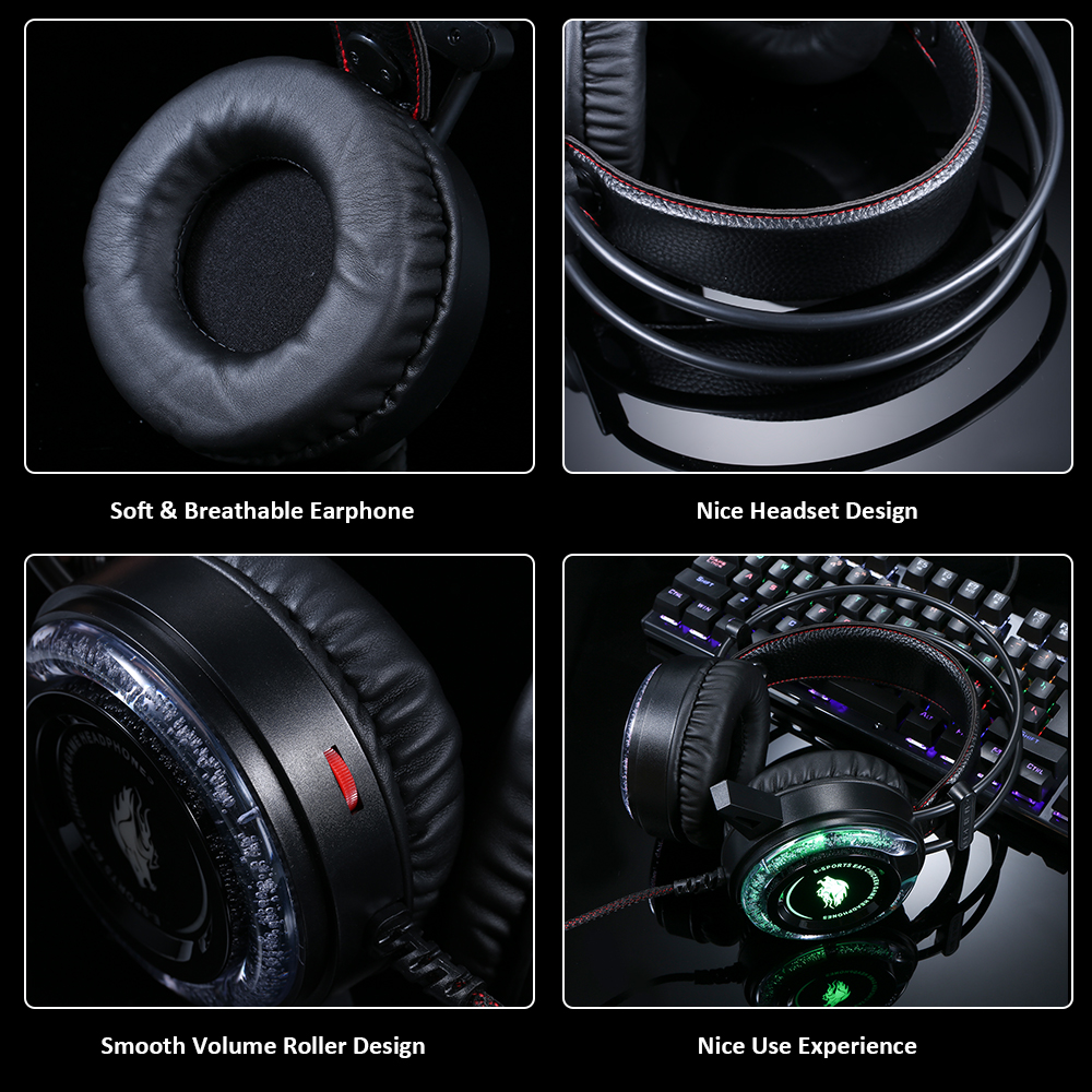 Tai Nghe Chơi Game Có Dây Giảm Tiếng Ồn Có Đèn Chiếu Sáng Thiết Kế 2 * Cổng 3,5mm