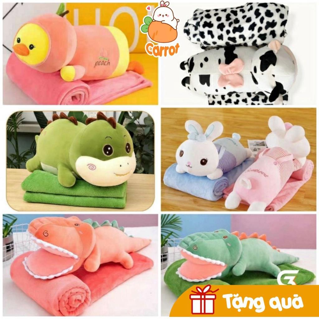 Bộ Chăn gối văn phòng gấu bông mèo xám siêu đáng yêu