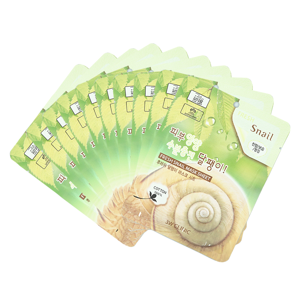 Bộ 10 gói mặt nạ dưỡng ẩm và chống lão hóa chiết xuất ốc sên 3W Clinic Fresh Snail Mask Sheet - Hàn Quốc Chính Hãng