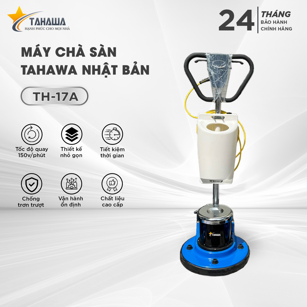 Máy chà sàn Tahawa TH-17A là một trong những sản phẩm được được quan tâm bởi các đơn vị cung cấp dịch vụ vệ sinh công cộng. TH-17A là sản phẩm bán chạy nhất vì công suất khỏe, hiệu quả tốt và giá bán hợp lý.